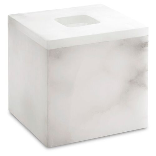 Alabaster Tissue Holder, White 1 Alabaster Tissue Holder, White