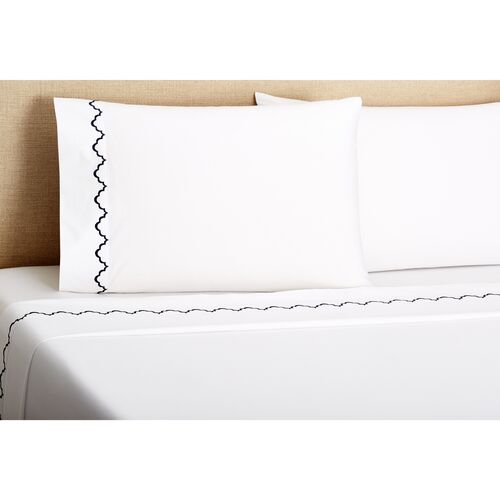 Francesa Scalloped Sheet Set, Navy 1 Francesa Scalloped Sheet Set, Navy
