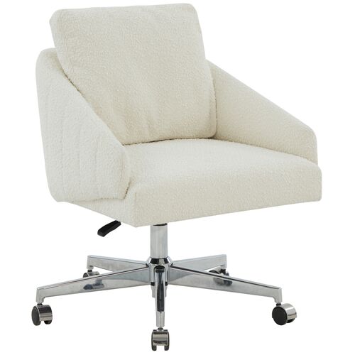 Ginevra Adjustable Desk Chair, Ivory/Silver 1 Ginevra Adjustable Desk Chair, Ivory/Silver