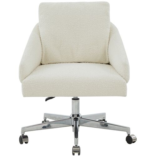 Ginevra Adjustable Desk Chair, Ivory/Silver 2 Ginevra Adjustable Desk Chair, Ivory/Silver