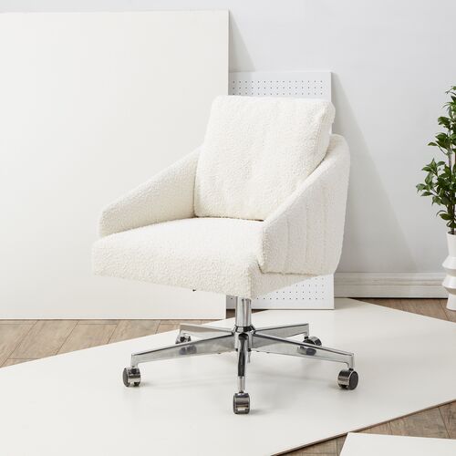 Ginevra Adjustable Desk Chair, Ivory/Silver 3 Ginevra Adjustable Desk Chair, Ivory/Silver