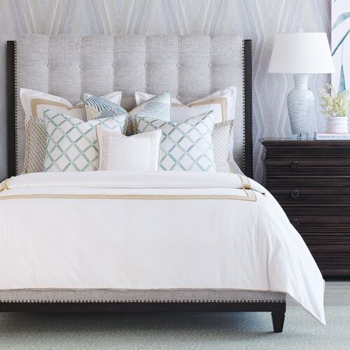 Brentwood Emblem Print Standard Sham, Taupe/White 5 Brentwood Emblem Print Standard Sham, Taupe/White