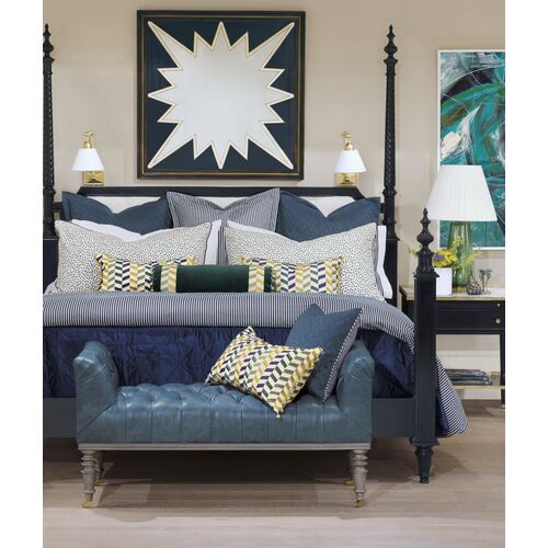Claire Speckled Sham, White/Indigo 4 Claire Speckled Sham, White/Indigo