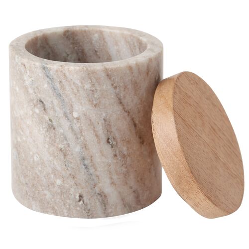 San Marino Cotton Jar, Beige Marble/Wood 1 San Marino Cotton Jar, Beige Marble/Wood