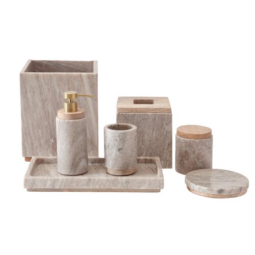 San Marino Cotton Jar, Beige Marble/Wood 2 San Marino Cotton Jar, Beige Marble/Wood