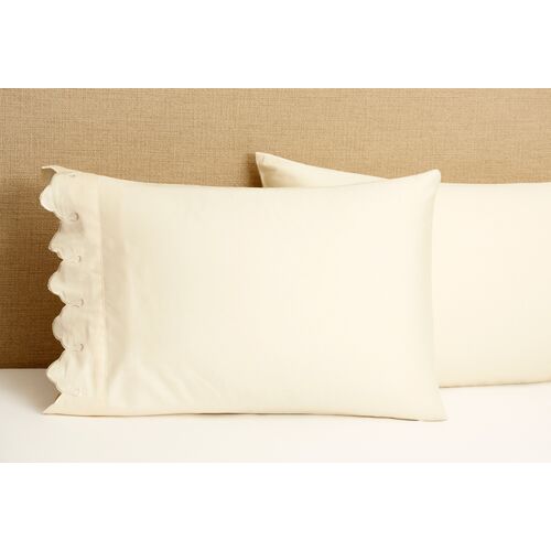 S/2 Standard Scallop Pillowcases, Ivory 1 S/2 Standard Scallop Pillowcases, Ivory