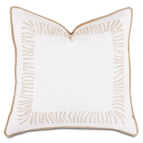 Hand-Painted Pillow, Beige 1 Hand-Painted Pillow, Beige