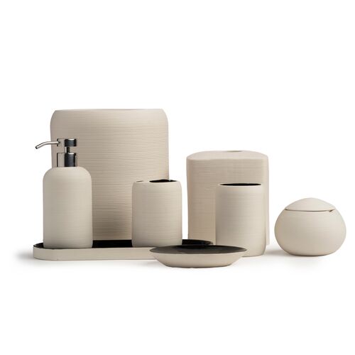Fillmore Wastebasket, Ivory/Black 2 Fillmore Wastebasket, Ivory/Black