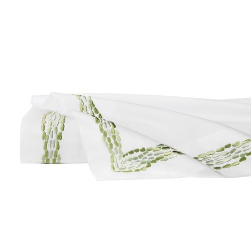SFERRA x Scalamandr¨¦ Cobblestones Flat Sheet, Green 1 SFERRA x Scalamandr¨¦ Cobblestones Flat Sheet, Green