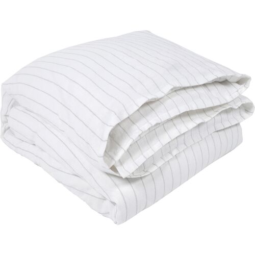 Blake Duvet Cover, White/Ocean