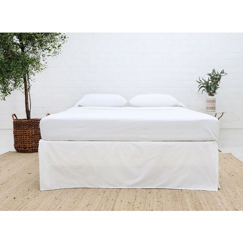 Paneled Cotton Sateen Bedskirt, White 1 Paneled Cotton Sateen Bedskirt, White