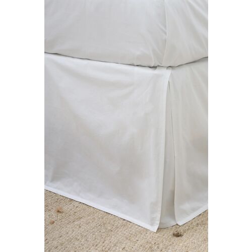 Paneled Cotton Sateen Bedskirt, White 2 Paneled Cotton Sateen Bedskirt, White