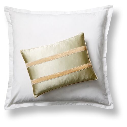 Velvet Boudoir Sham, Sage/Ivory