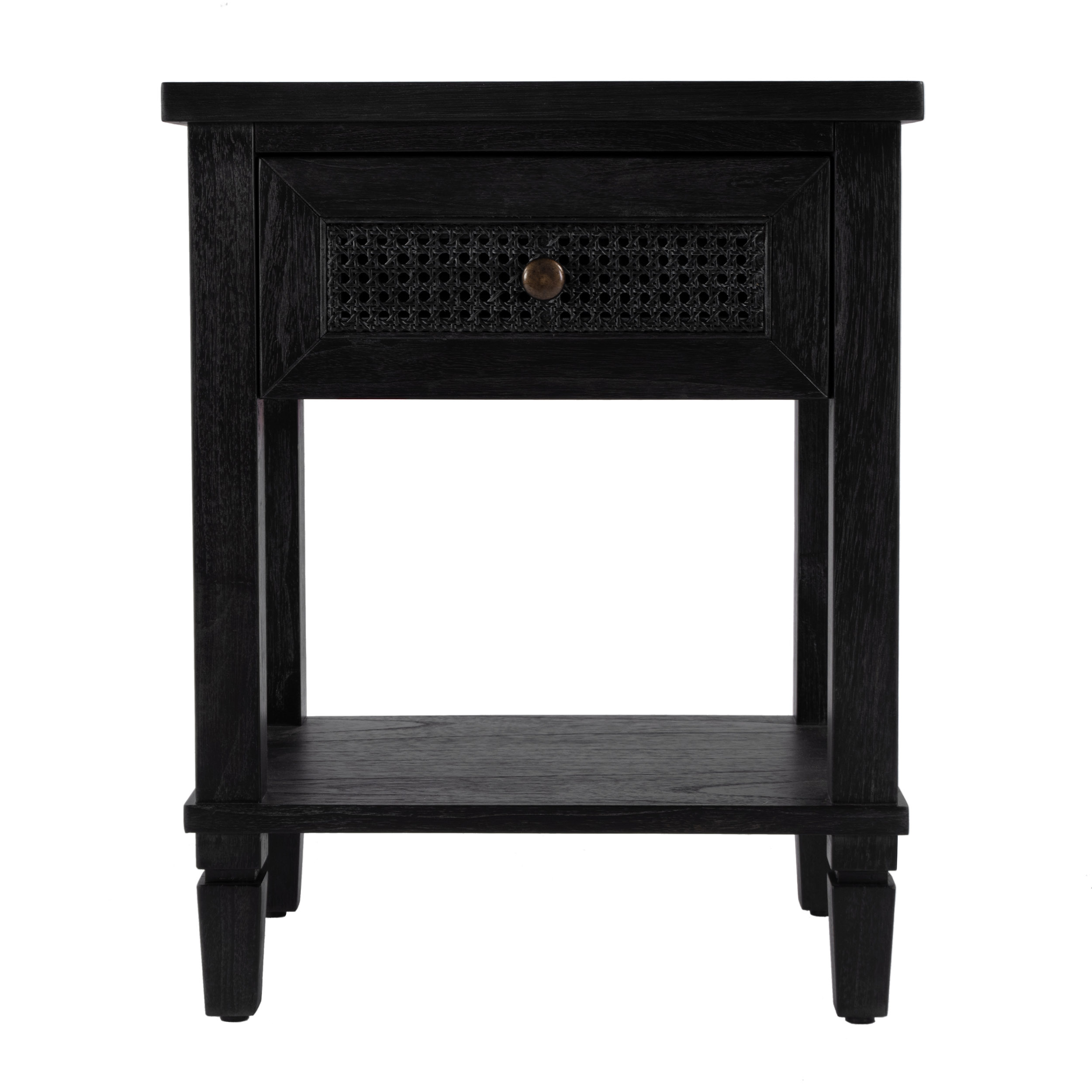 Myrtle Cane 1-Drawer Nightstand, Washed Black 3 Myrtle Cane 1-Drawer Nightstand, Washed Black