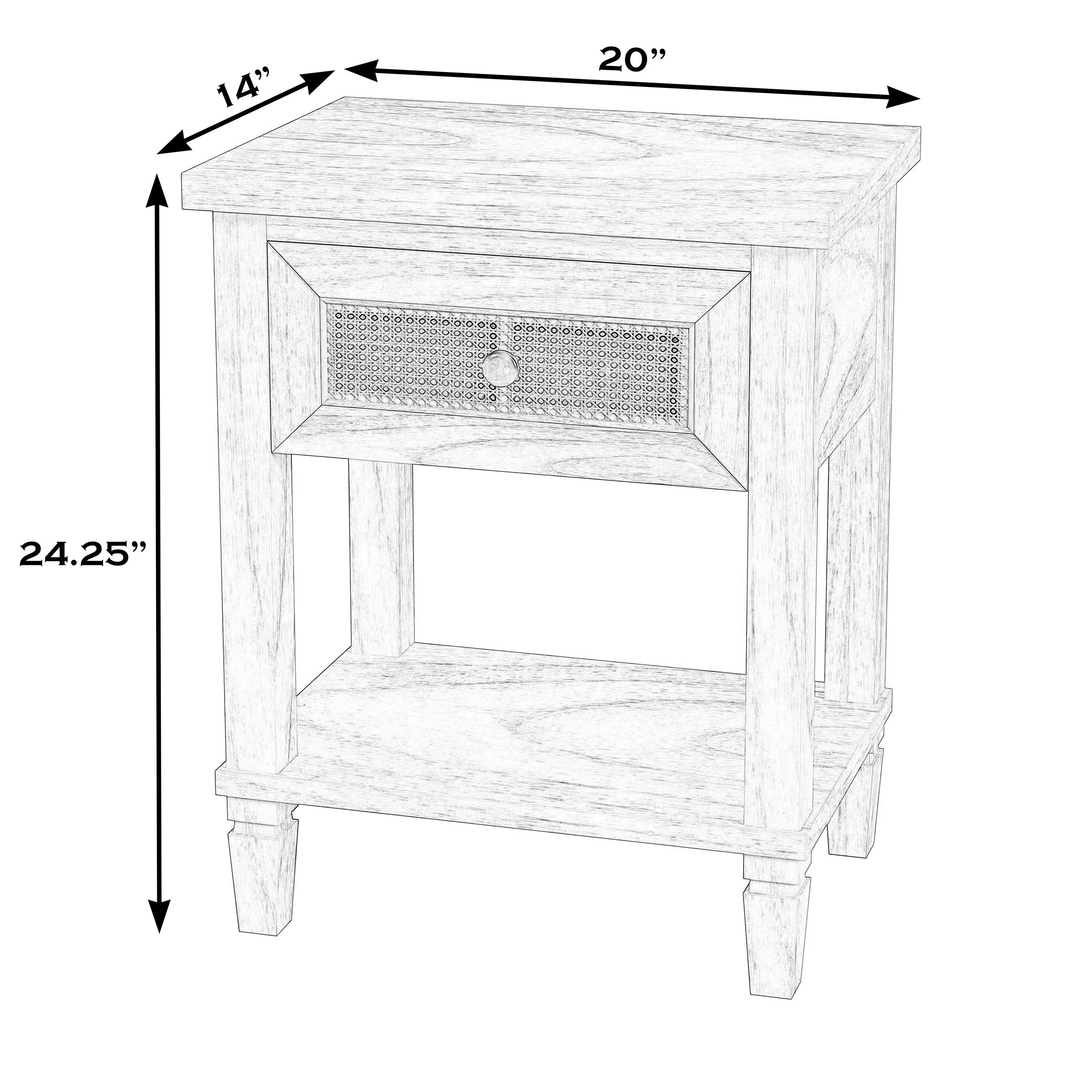 Myrtle Cane 1-Drawer Nightstand, Washed Black 9 Myrtle Cane 1-Drawer Nightstand, Washed Black