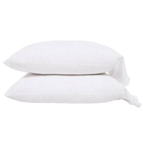 Audrey Ruffle Cotton Percale Pillowcase Set, White