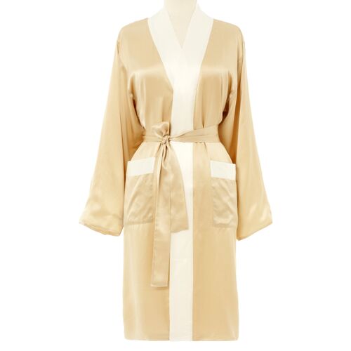 Short Kumi Robe, Ivory/White