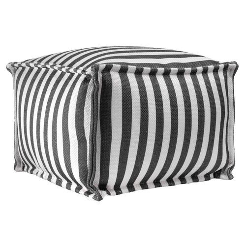 Striped Pouf, Gray 1 Striped Pouf, Gray