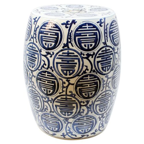 Sucre Garden Stool, Blue/White 1 Sucre Garden Stool, Blue/White