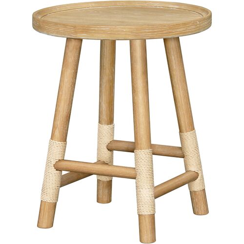 Esmarca Wooden Cord Wrapped End Table, Natural 1 Esmarca Wooden Cord Wrapped End Table, Natural