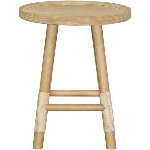 Esmarca Wooden Cord Wrapped End Table, Natural 2 Esmarca Wooden Cord Wrapped End Table, Natural