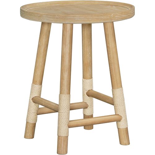 Esmarca Wooden Cord Wrapped End Table, Natural 3 Esmarca Wooden Cord Wrapped End Table, Natural