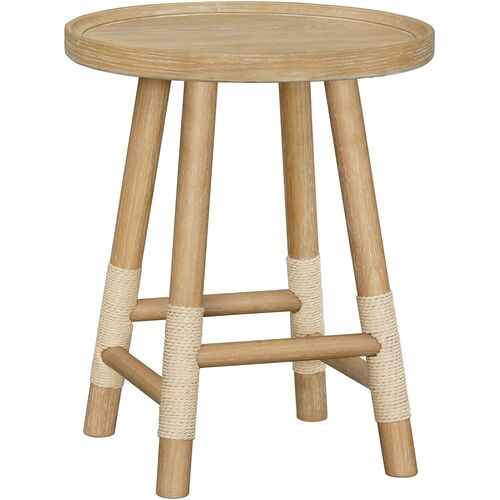 Esmarca Wooden Cord Wrapped End Table, Natural 4 Esmarca Wooden Cord Wrapped End Table, Natural