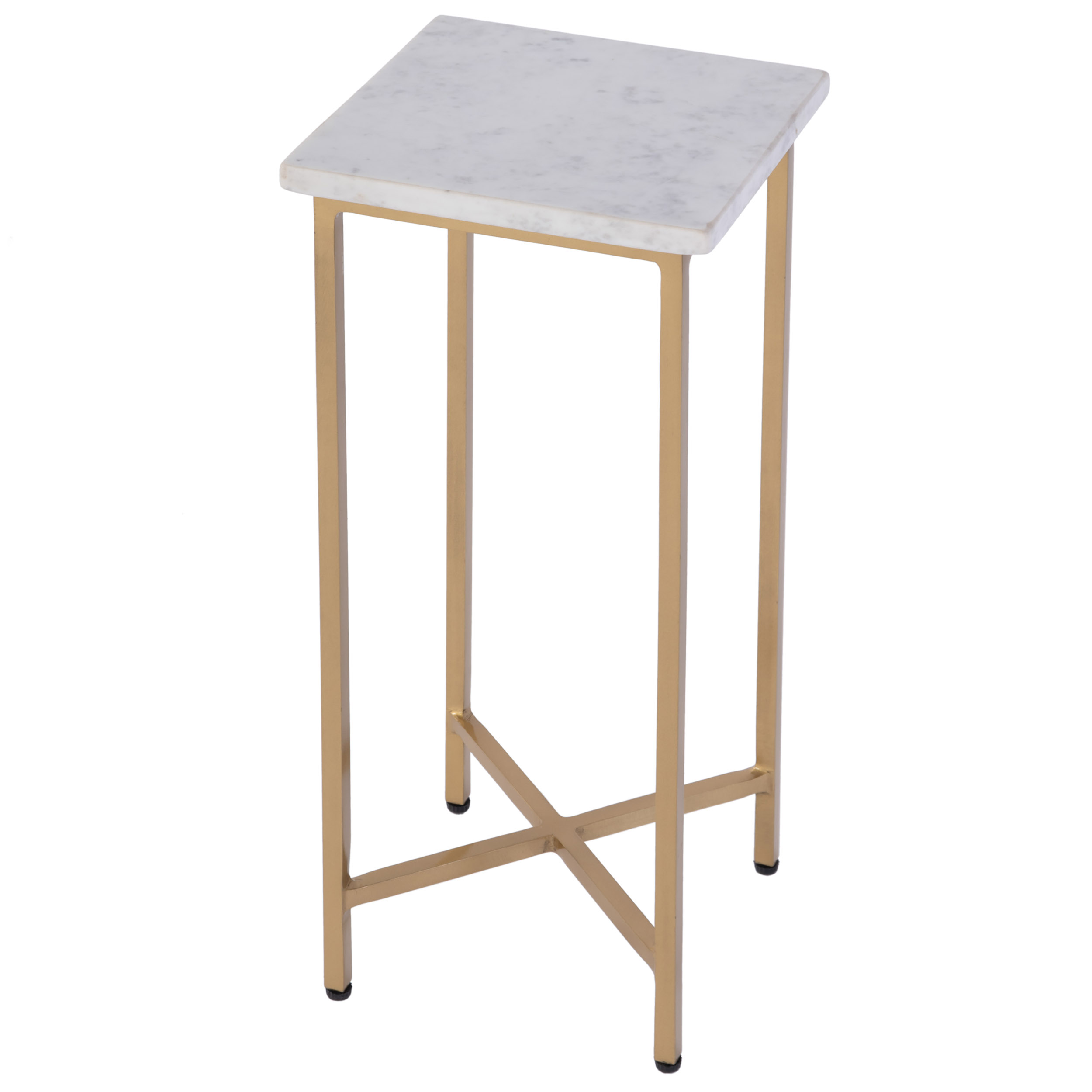Indigo Square Marble Top End Table, White/Antique Gold 1 Indigo Square Marble Top End Table, White/Antique Gold