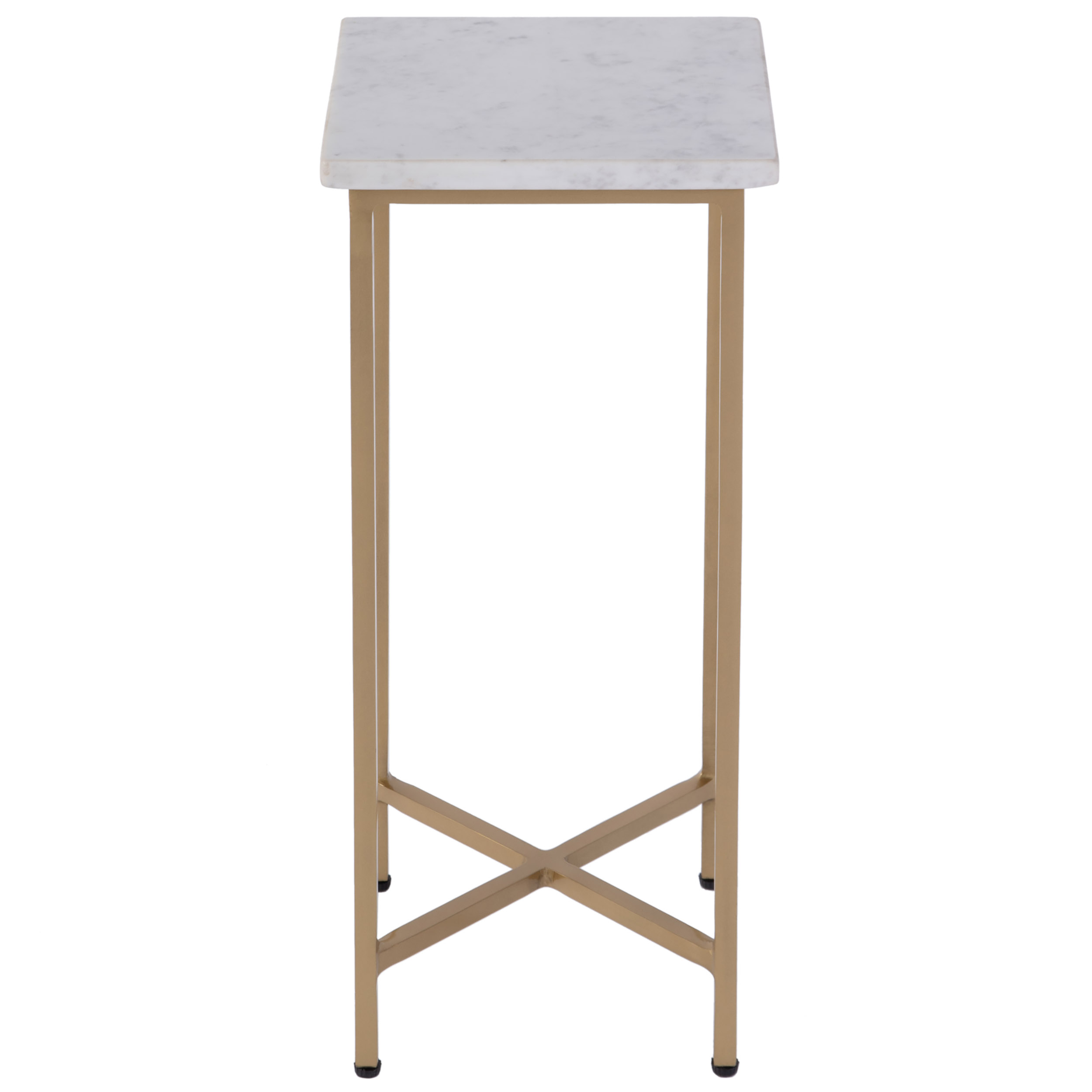 Indigo Square Marble Top End Table, White/Antique Gold 2 Indigo Square Marble Top End Table, White/Antique Gold