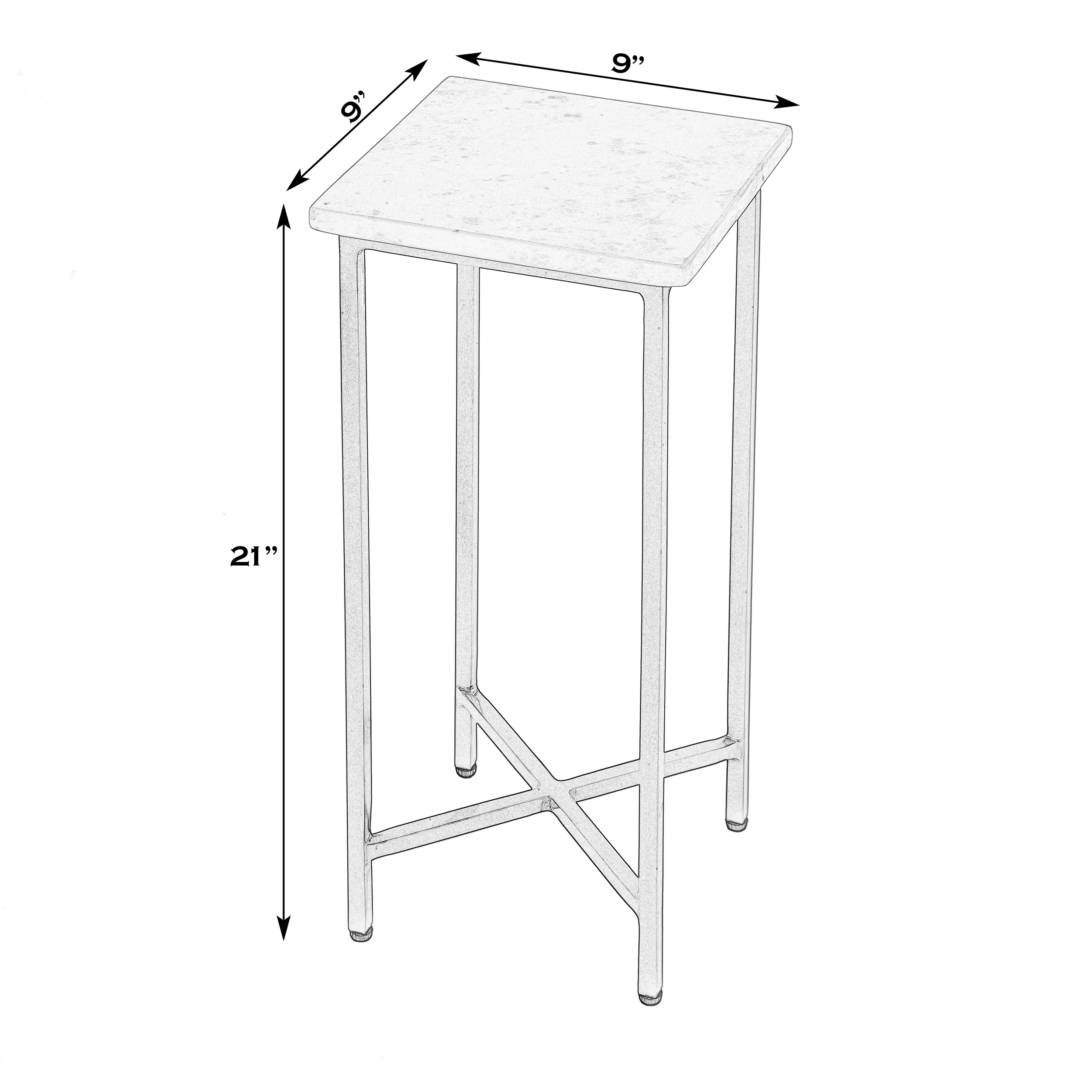 Indigo Square Marble Top End Table, White/Antique Gold 5 Indigo Square Marble Top End Table, White/Antique Gold