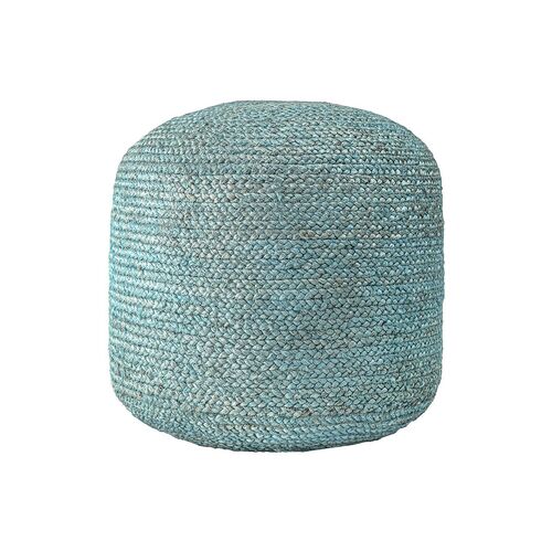 Braided Jute Cable Pouf, Blue 1 Braided Jute Cable Pouf, Blue