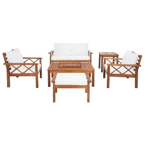 Nicasia 6 Pc Acacia Outdoor Living Set