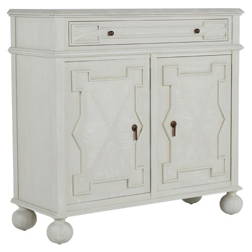 Ezekiel 2-Door Cabinet, Cerused Ash/Antique Bronze
