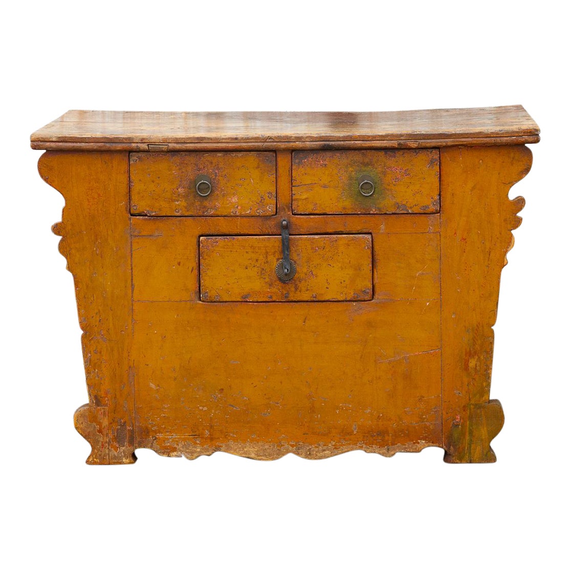 Antique Ming Style Yellow Money Chest 1 Antique Ming Style Yellow Money Chest
