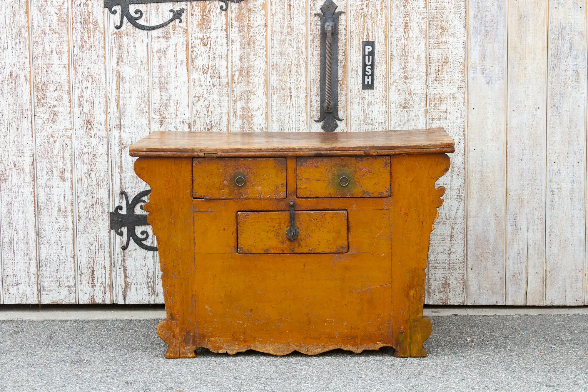 Antique Ming Style Yellow Money Chest 2 Antique Ming Style Yellow Money Chest
