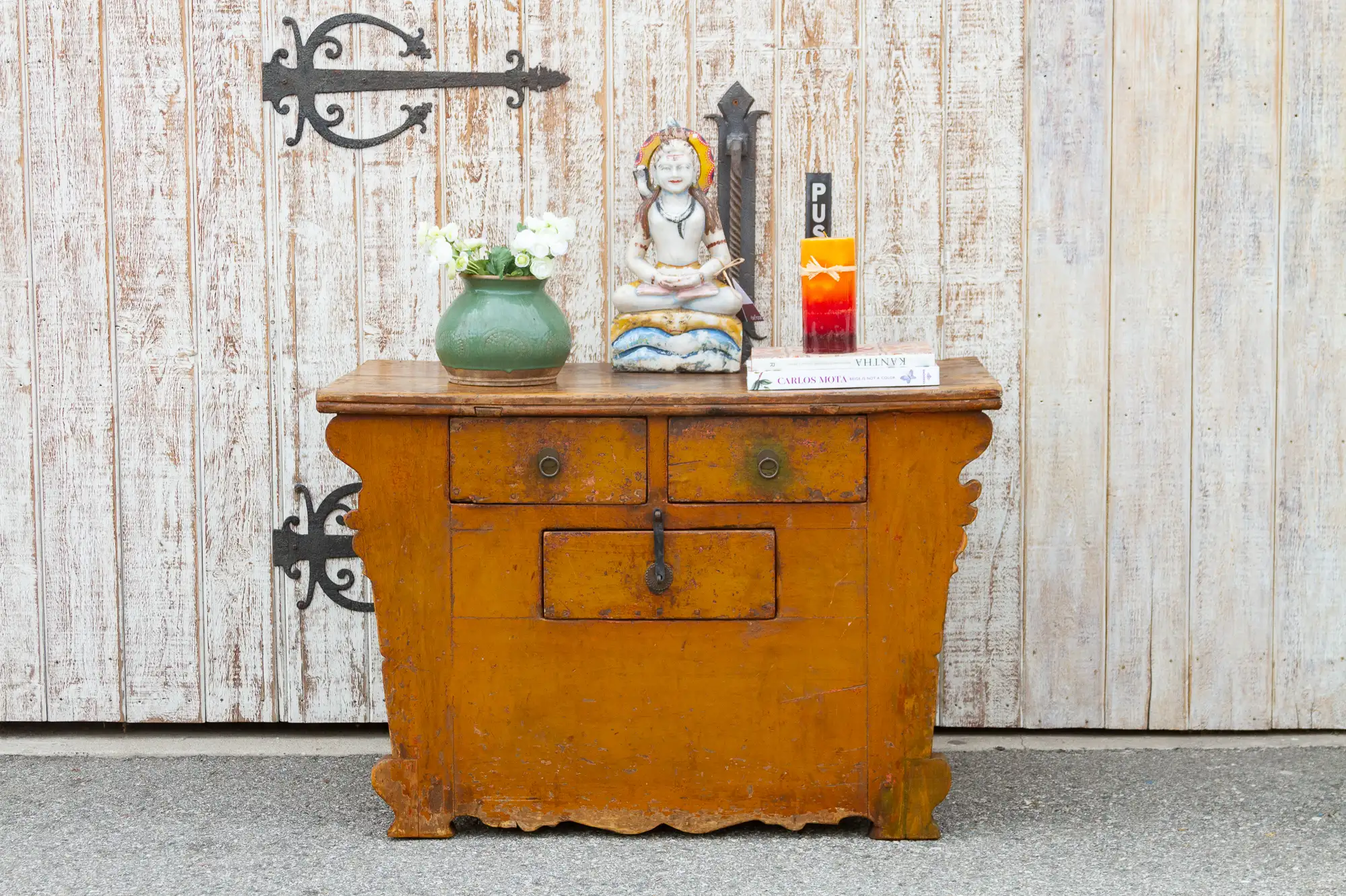Antique Ming Style Yellow Money Chest 3 Antique Ming Style Yellow Money Chest