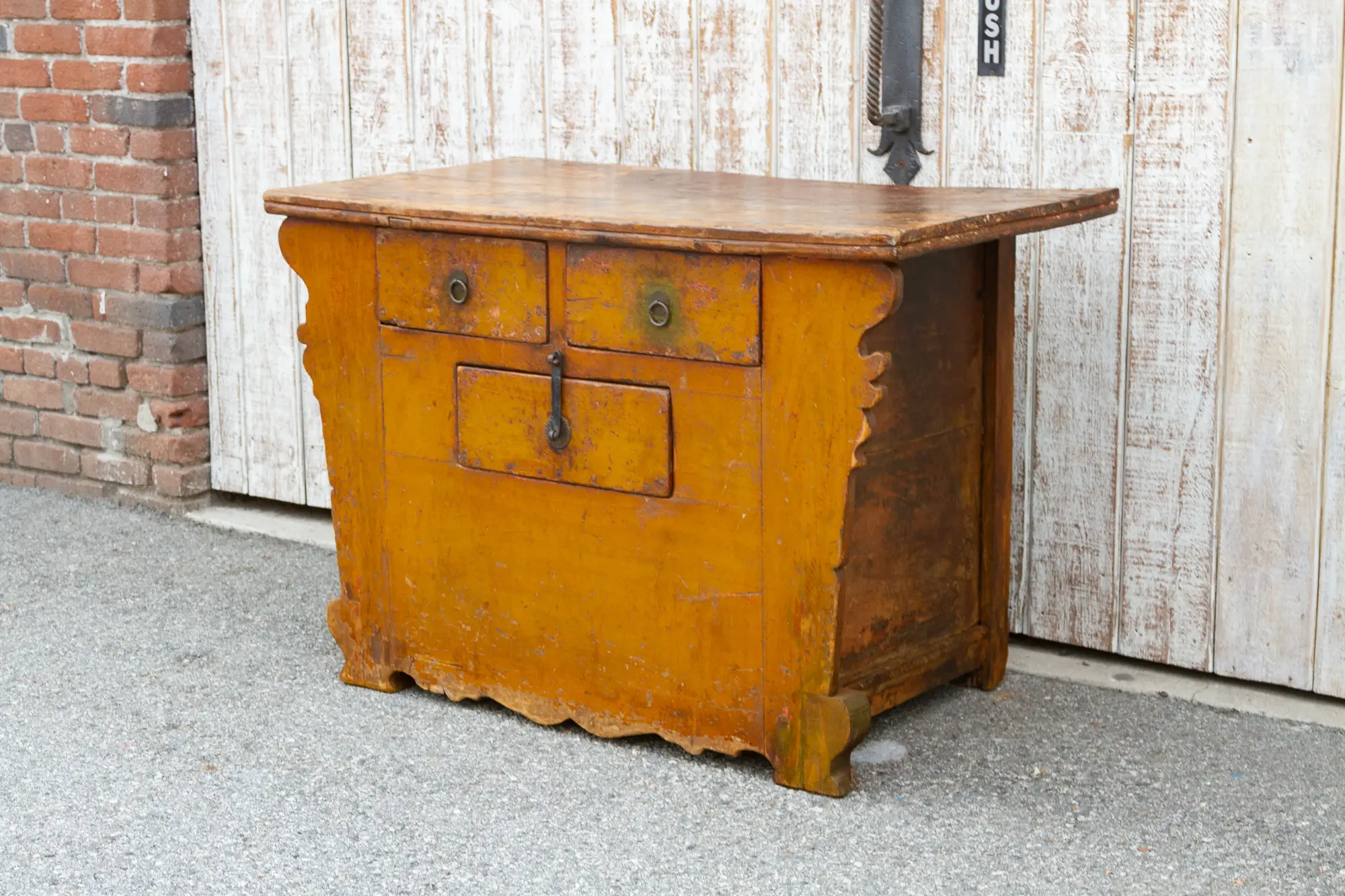 Antique Ming Style Yellow Money Chest 4 Antique Ming Style Yellow Money Chest