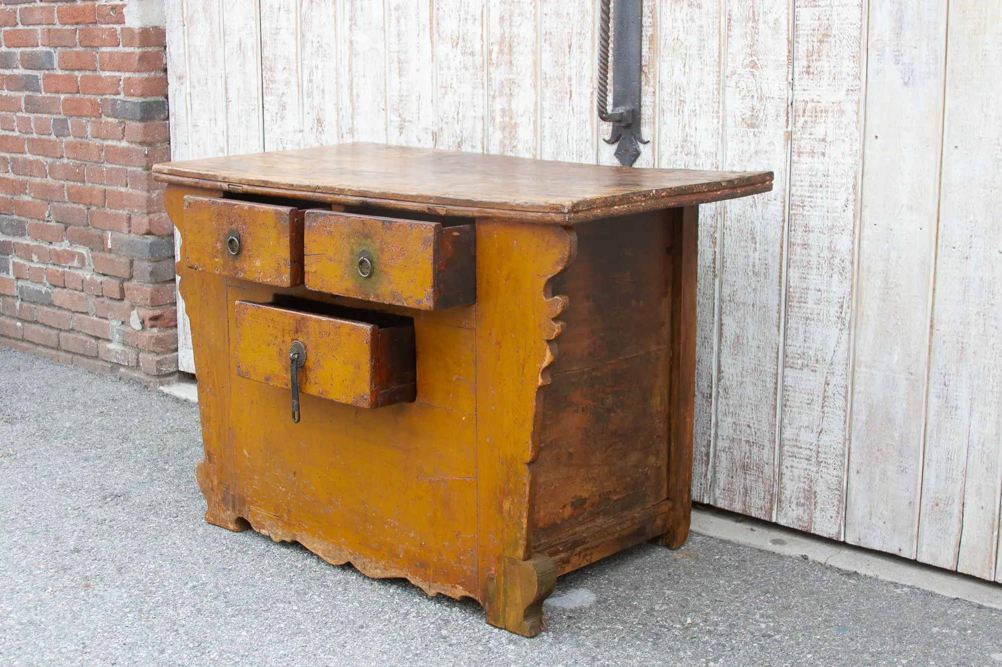 Antique Ming Style Yellow Money Chest 9 Antique Ming Style Yellow Money Chest
