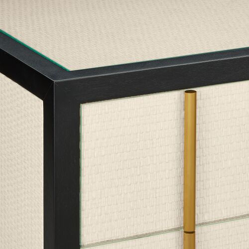 Deanna Raffia Nightstand, Ivory/Black 2 Deanna Raffia Nightstand, Ivory/Black