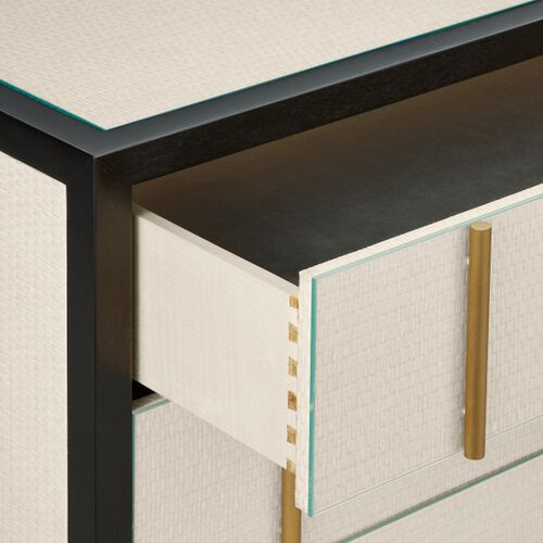 Deanna Raffia Nightstand, Ivory/Black 3 Deanna Raffia Nightstand, Ivory/Black