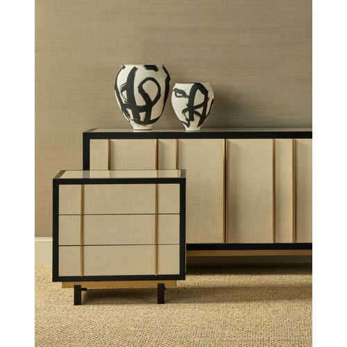 Deanna Raffia Nightstand, Ivory/Black 7 Deanna Raffia Nightstand, Ivory/Black