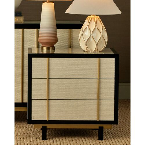 Deanna Raffia Nightstand, Ivory/Black 8 Deanna Raffia Nightstand, Ivory/Black