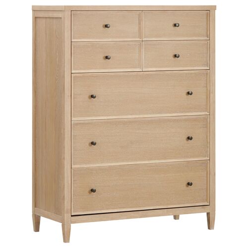 Querida 6-Drawer Whitewashed Oak Chest, Natural 1 Querida 6-Drawer Whitewashed Oak Chest, Natural