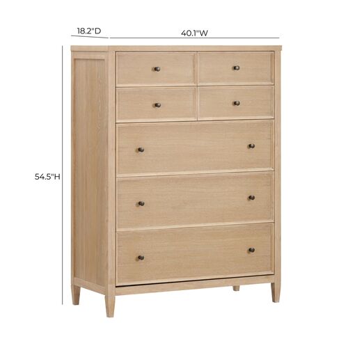 Querida 6-Drawer Whitewashed Oak Chest, Natural 11 Querida 6-Drawer Whitewashed Oak Chest, Natural
