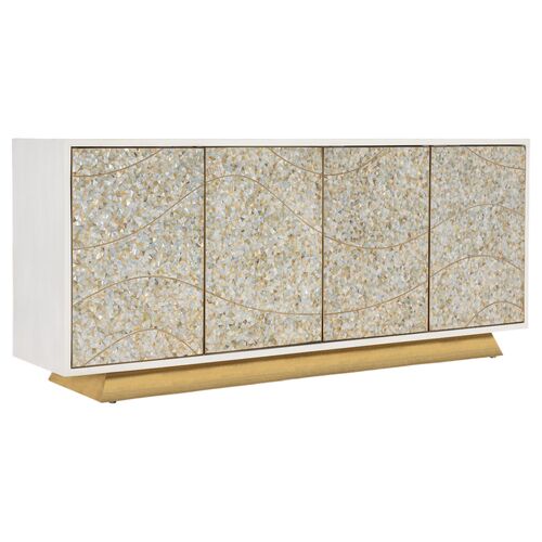 Melange Capiz Shell 4-Door Credenza, Ivory 1 Melange Capiz Shell 4-Door Credenza, Ivory
