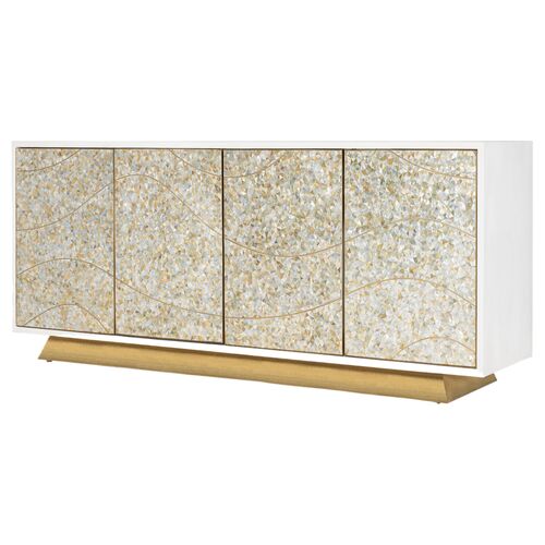 Melange Capiz Shell 4-Door Credenza, Ivory 3 Melange Capiz Shell 4-Door Credenza, Ivory