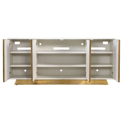 Melange Capiz Shell 4-Door Credenza, Ivory 4 Melange Capiz Shell 4-Door Credenza, Ivory