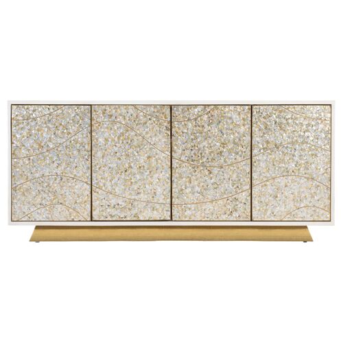 Melange Capiz Shell 4-Door Credenza, Ivory 5 Melange Capiz Shell 4-Door Credenza, Ivory