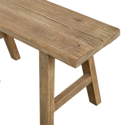 35" Long Elmwood Bench, Natural Wood 2 35" Long Elmwood Bench, Natural Wood