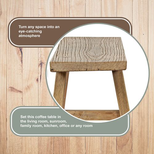 35" Long Elmwood Bench, Natural Wood 6 35" Long Elmwood Bench, Natural Wood